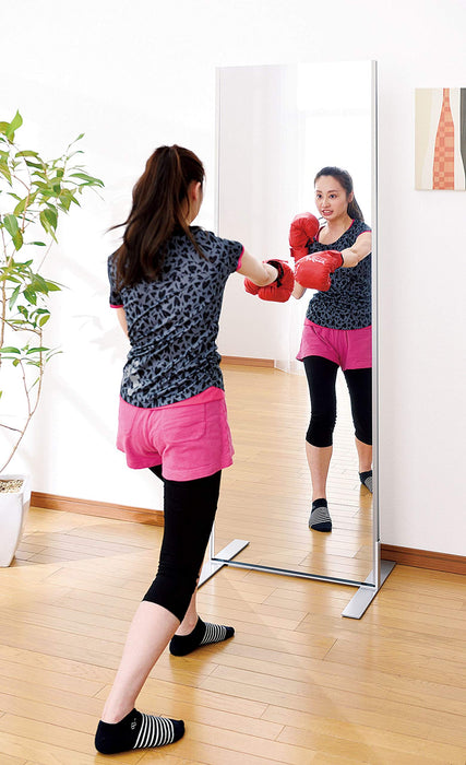 Refex Japan Fitness Stand Mirror - Unbreakable Lightweight (60X180Cm) - Silver