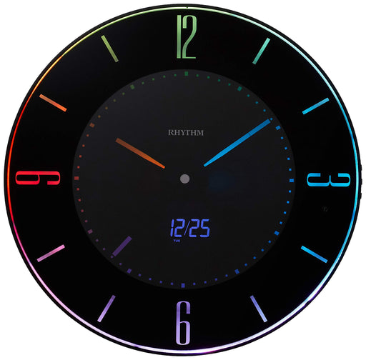 Rhythm LED Color Change Wall Clock Radio - 365 Colors, Black, Japan - 8Rz197Sr02-Kiichin - The #1 Place for Japanese Goods in Your Hand!