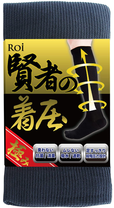 Roi Japan 男士压力袜 - 5 双（海军蓝，M25-26 厘米）