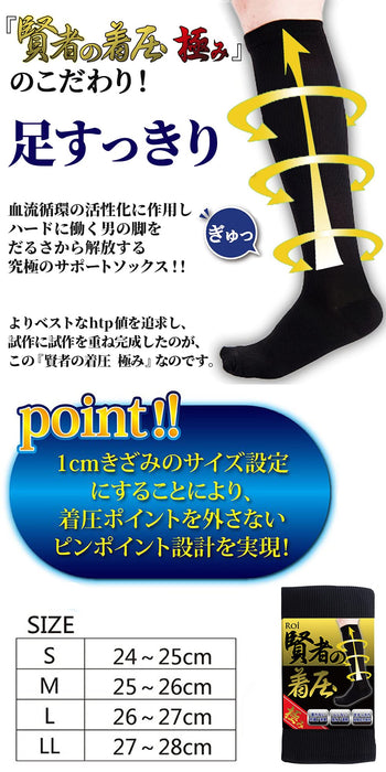 Roi Japan Men's Compression Socks - 5 Pairs (Navy, M25-26Cm)