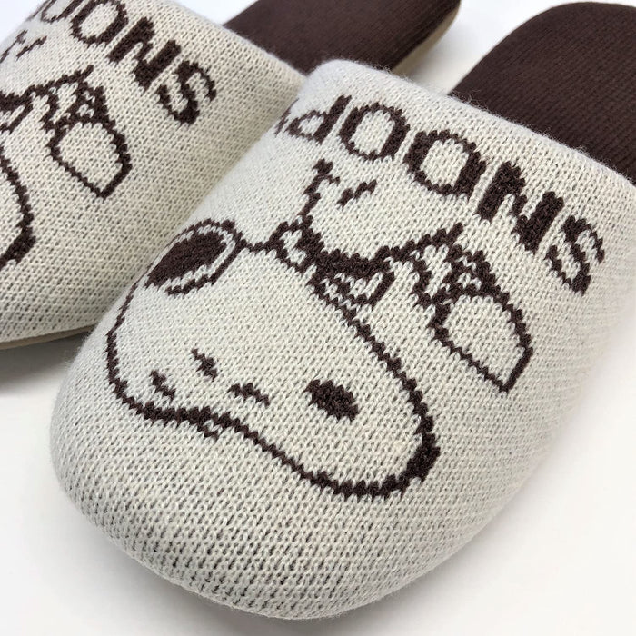 Senko Snoopy Cafe Knit Slippers - Beige, 24Cm (60587)