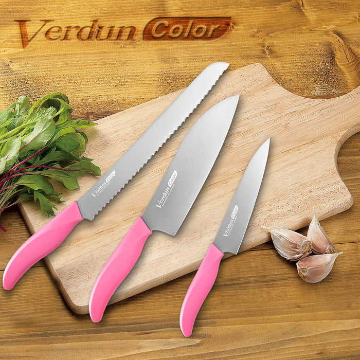 Shimomura Kougyou 220mm Pink Vcn-07P Bread Knife Japan Molybdenum Vanadium Steel Dishwasher Safe-Kiichin - The #1 Place for Japanese Goods in Your Hand!