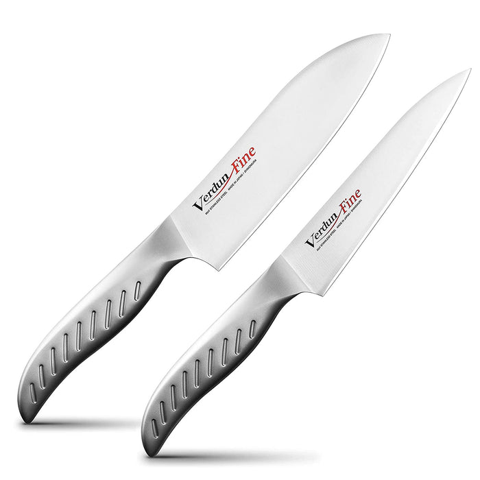 Shimomura Kougyou VCN-2A Santoku & Petty Knife Set 2pc Molybdenum Vanadium Steel Japan