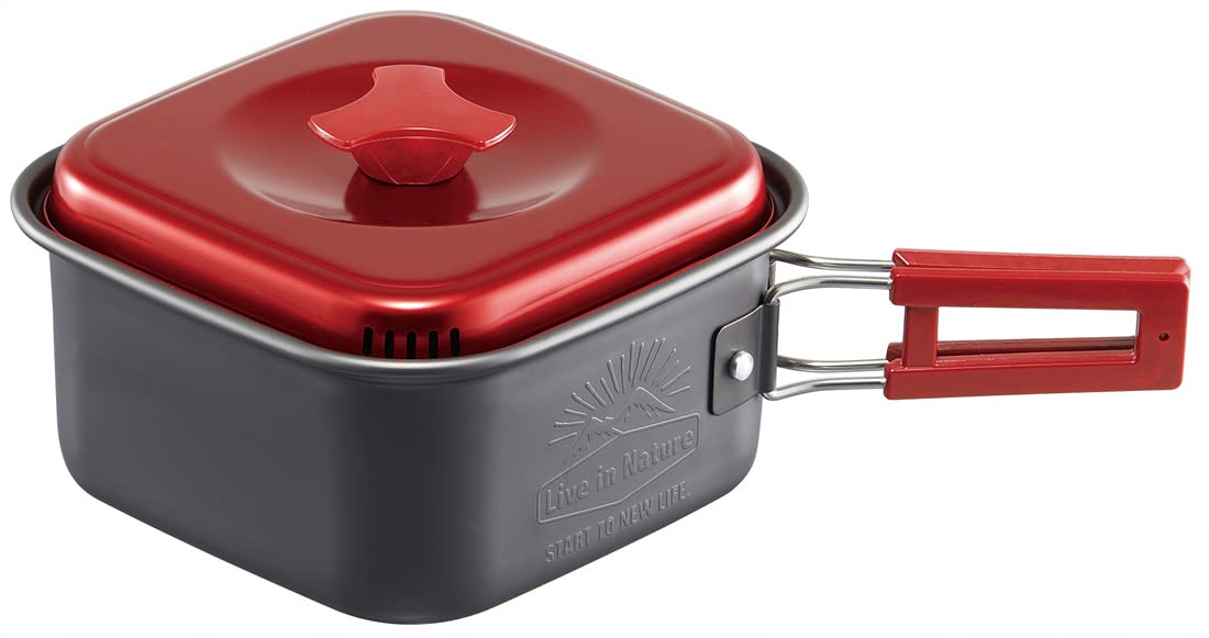 Skater Aluminum Square One Pot Ramen Cooker 1.2L Red Anc1-A