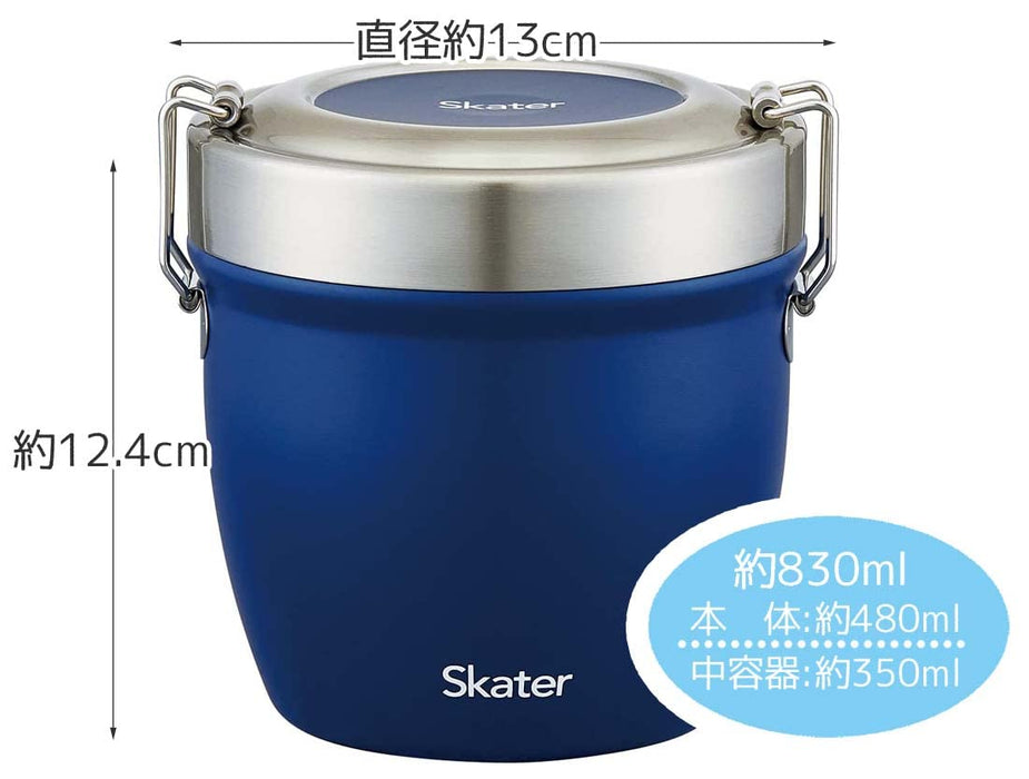 Skater Japan 800Ml Bento Box - Insulated Stainless Steel - Antibacterial - Blue (Stlbd8Ag-A)
