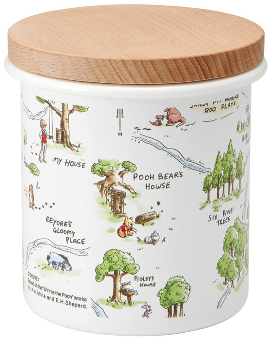 Disney Winnie The Pooh Enamel Canister with Wood Lid - 750ml