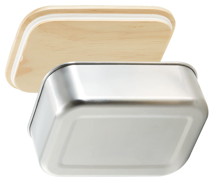 Skater STLB9B-A Stainless Steel Lunch Box 830ml 1 Tier Wood Lid