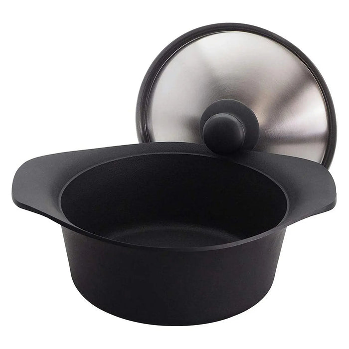 Nihon Yoshokki 22Cm Cast Iron Induction Deep Casserole with Stainless Steel Lid