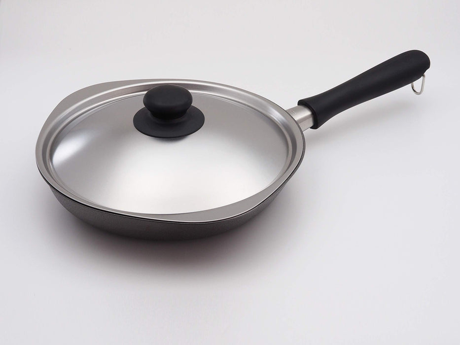 Sori Yanagi 25Cm Iron Frying Pan with Lid - IH Compatible, Double Fiber Line, Nitriding