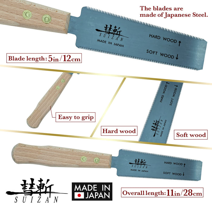 Suizan Craft Saw 120mm Double Edge Dowel Cutting & Pulling Saw for Woodworking