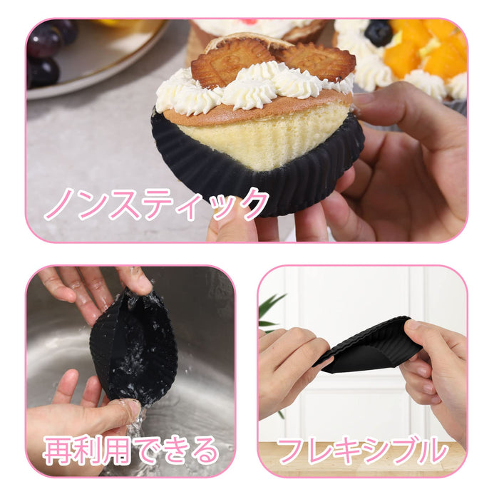 Super Kitchen Large Silicone Muffin Mold - 12 Non-Stick Cupcake Cups