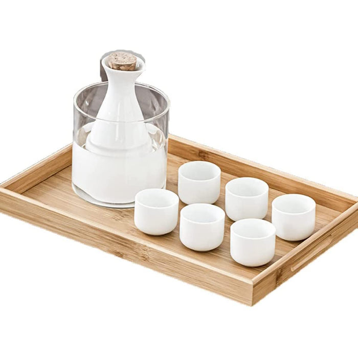 Sxrc 9-Piece Japanese Sake Set - Warming Bowl, Tokkuri, 6 Cups, Tray, Whiskey Bottle Barware