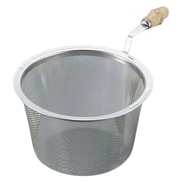 Premium Bamboo Handled Stainless Steel Tea Strainer - 66-72mm