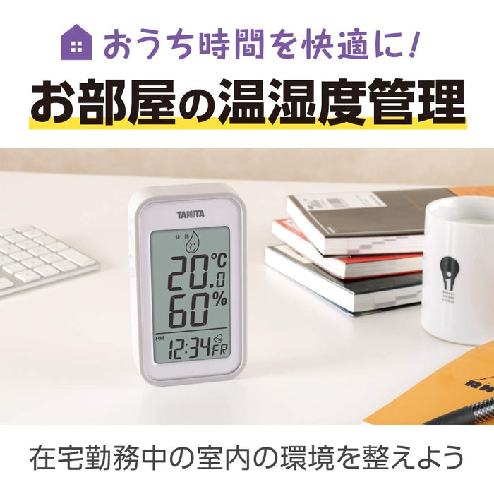 Tanita Japan Gray Digital Wall Clock with Thermo-Hygrometer, Calendar, and Alarm