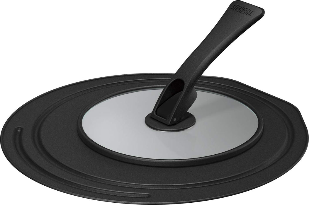 Thermos Japan Folding Stand Frying Pan Lid 26/28Cm Black - Kld-001 Bk