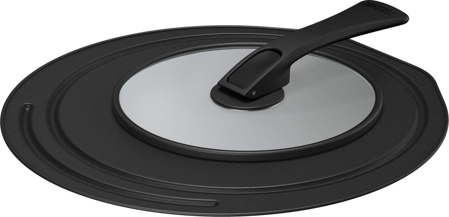 Thermos Japan Folding Stand Frying Pan Lid 26/28Cm Black - Kld-001 Bk