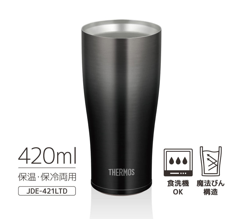 Thermos 420ml 黑色渐变真空保温杯 - JDE-421LTD BK-G 日本