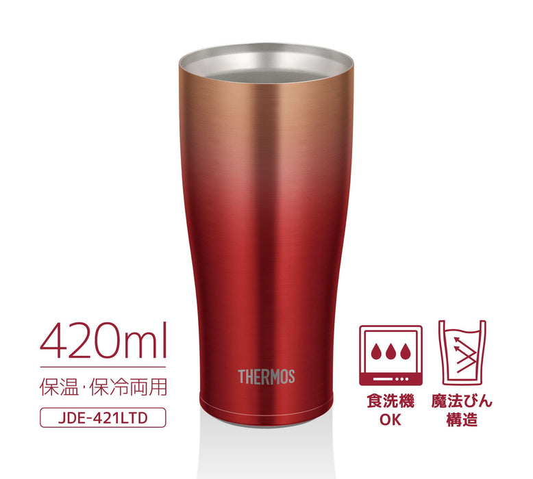 Thermos Japan 420ml Red Gold Vacuum Insulated Tumbler - JDE-421Ltd RGD