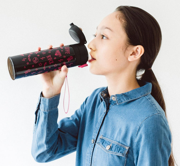 550Ml Vacuum Insulated Water Bottle - Japan Mobile Mug (Black Pink)