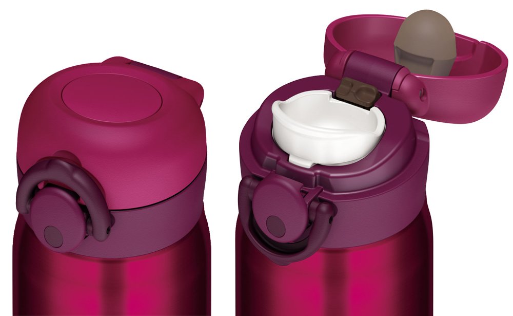 Thermos 350ml Vacuum Insulated Water Bottle - One Touch Open, Wine Red