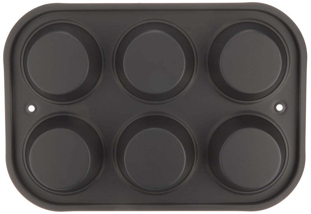 Tiger Crown 6P Black Steel Muffin Pan with Silicone Resin Coating - Heat Resistant up to 250°