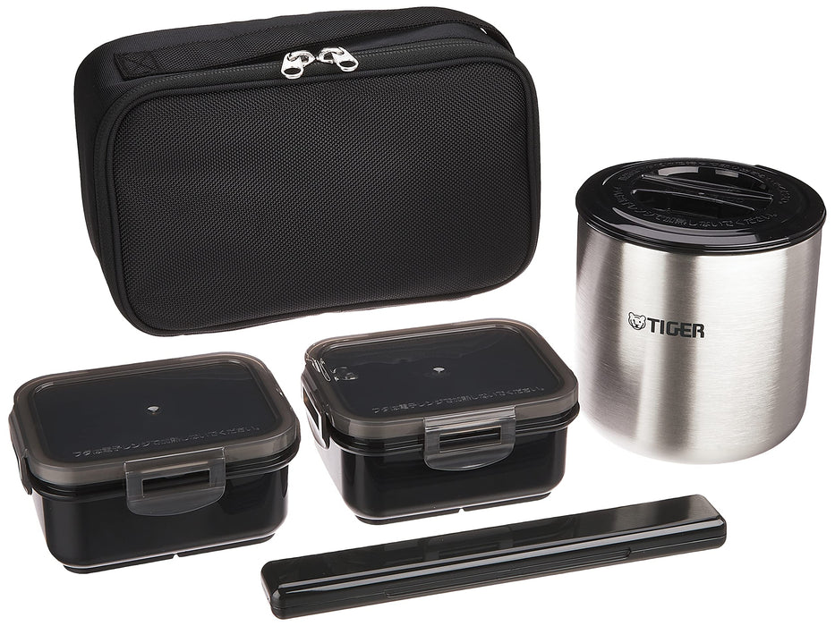 Tiger Thermos Insulated Lunch Box 2.3 Cups Pouch Black (Tiger)