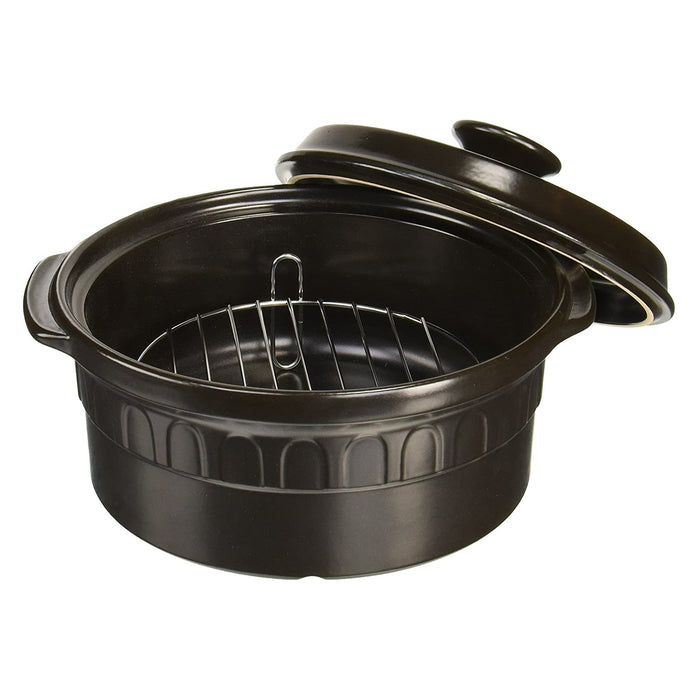 Tohi Ceramics 26Cm Heat-Resistant Casserole Pot - Charcoal Brown Japan