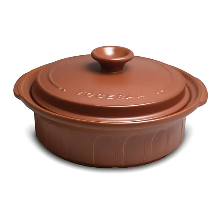 Premium Toceram Ceramic Shallow Casserole Pot - Heat-Resistant Brown