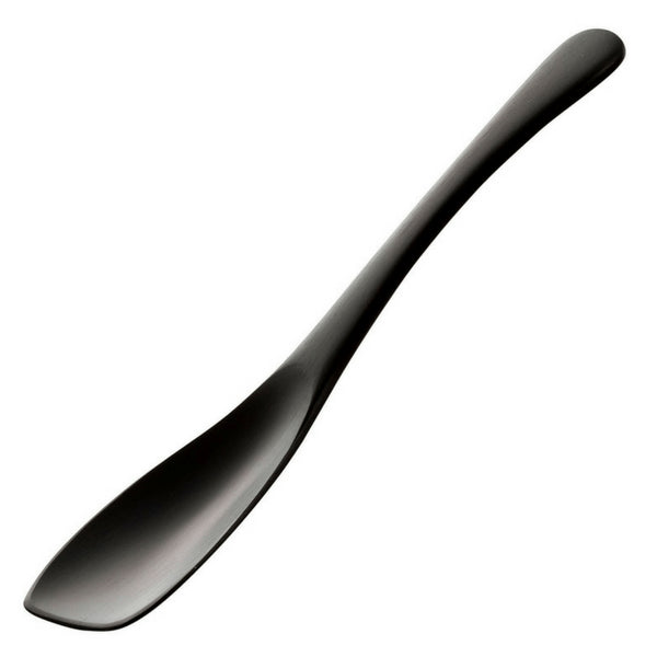 Premium 15cm Black Aluminum Ice Cream Spoon by Todai - Enhance Your Dessert Experience