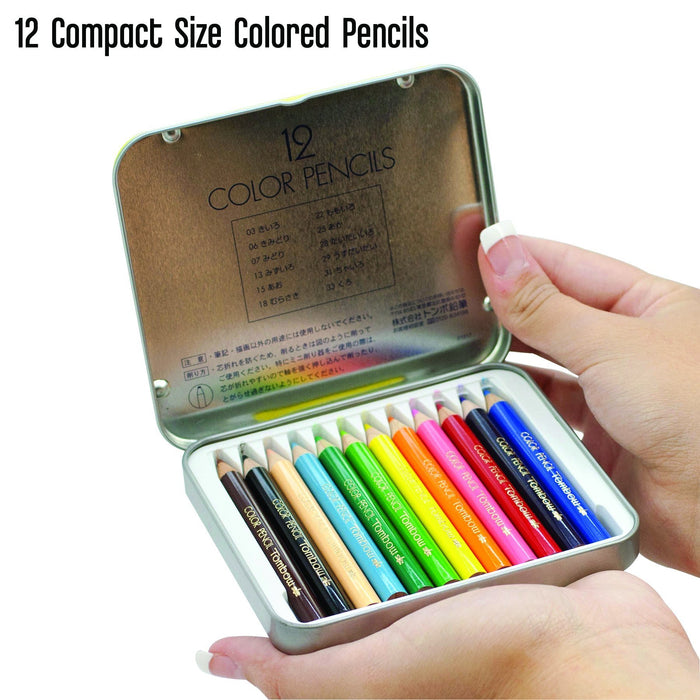 Tombow Japan Mini Colored Pencils Set with Sharpener - 12 Colors