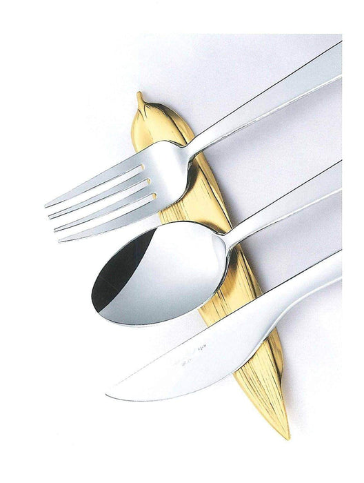 Gold Bamboo-Leaf-Shaped Cutlery Rest by Tsubame Shinko Elegant and Functional