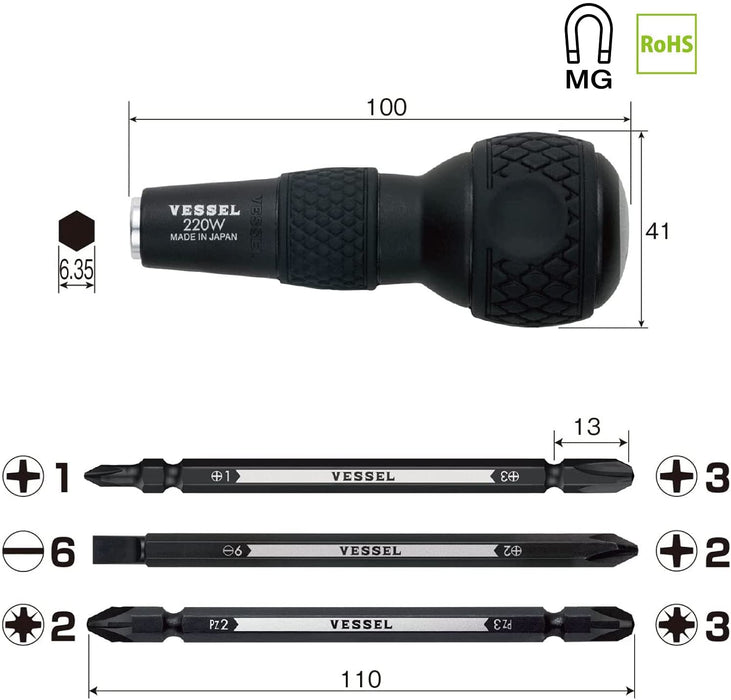 Vessel 220W-3 Ball Grip Driver Set Replacement