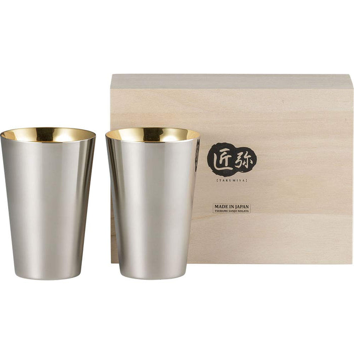 Premium Gold Plated Stainless Steel Tumbler Set - 390ml (2pcs) by Wahei Freiz