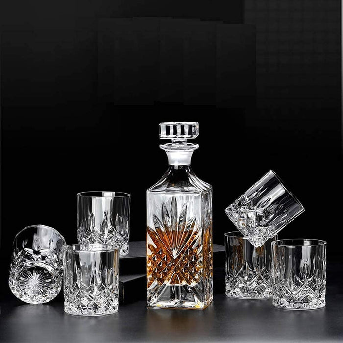 Dtkmkj Japanese Whiskey Set with Crystal Decanter & 6 Tumblers