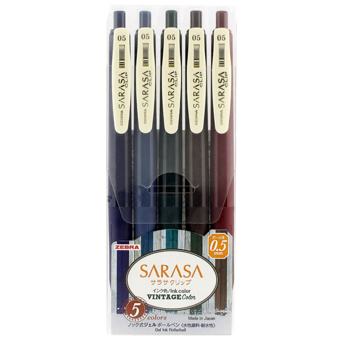 Zebra Sarasa Clip 0.5 Gel Pen - Vintage 5 Colors, Made in Japan-Kiichin - The #1 Place for Japanese Goods in Your Hand!