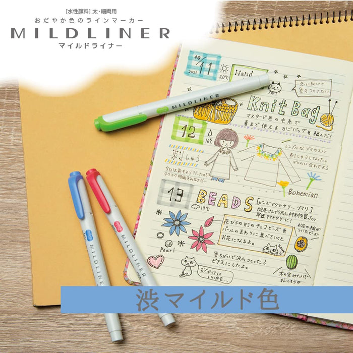 Zebra Mildliner Highlighter Pens - 5 Color Set, 6.1 x 14.3cm-Kiichin - The #1 Place for Japanese Goods in Your Hand!