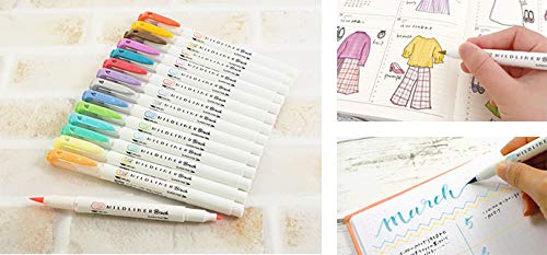 Zebra Mildliner Blush 15-Color Set + Loco Cat Japan Paper Set