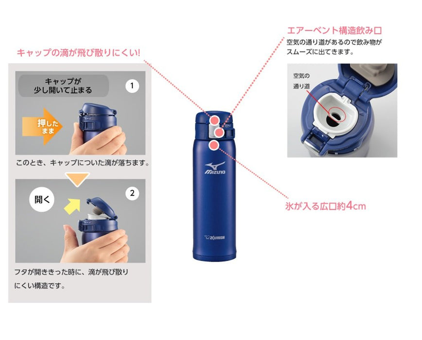 Zojirushi SM-SM48-AA 480ml Lightweight Stainless Steel Mug Mizuno Blue