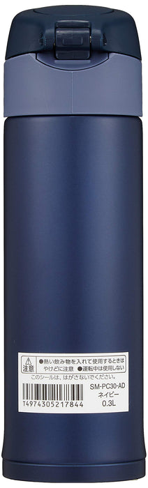 Zojirushi SM-PC30-AD Steel Water Bottle 300ml One-Touch Navy